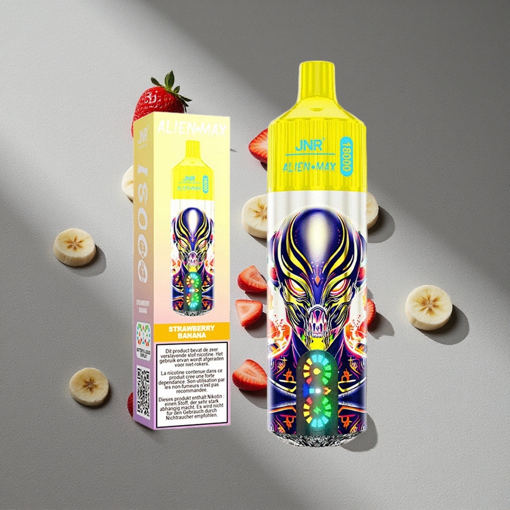 JNR Alien Max 18000 Puffs Podwójna Siatka i Podwójny Rdzeń Truskawka Banan