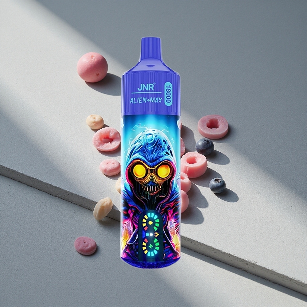 JNR Alien Max 18000 Puffs Podwójny Mesh i Wyświetlacz LED Blueberry Bubblegum (Bubblegum z Jagodami)