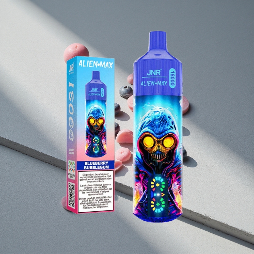 JNR Alien Max 18000 Puffs Podwójny Mesh i Wyświetlacz LED Blueberry Bubblegum (Bubblegum z Jagodami)