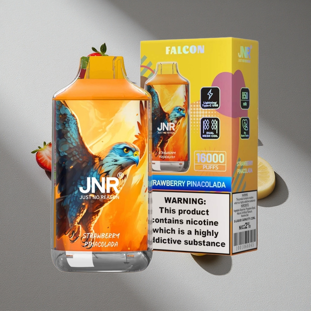 JNR Falcon 16000 Puffs Truskawkowo-Kokosowa Podwójna Cewka i Wyświetlacz LED