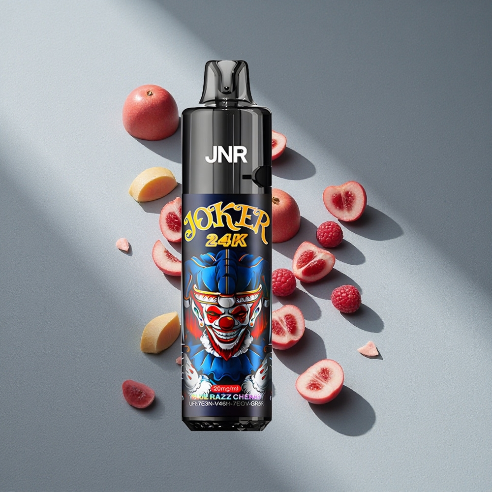 JNR Joker 24000 Puffs Niebieska Malina Wiśnia 2% Nikotyny Widoczne Poziomy E-płynu