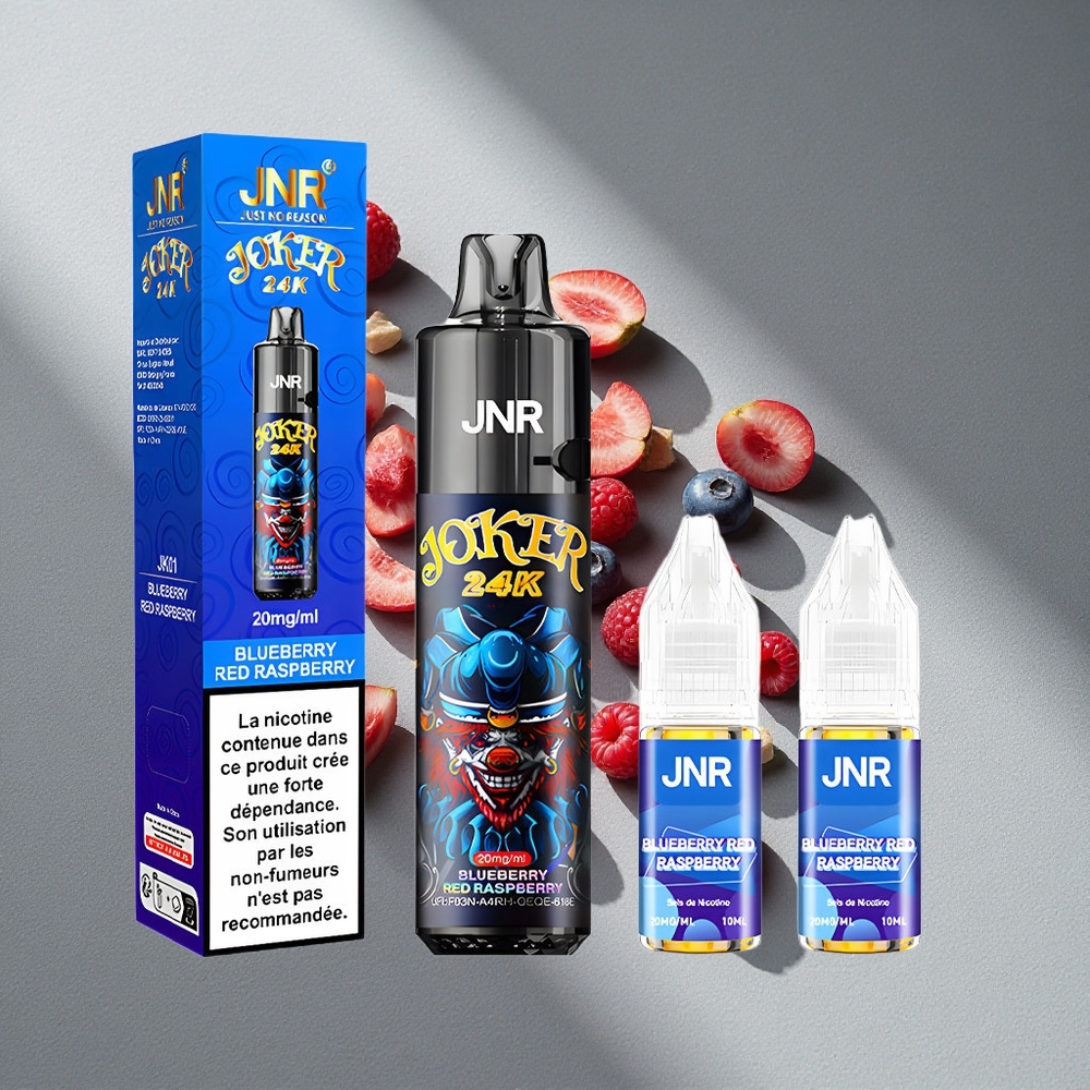JNR Joker 24K Puffs Borówka Czerwona Malina Widoczny Poziom E-płynu Ładowanie Typ-C