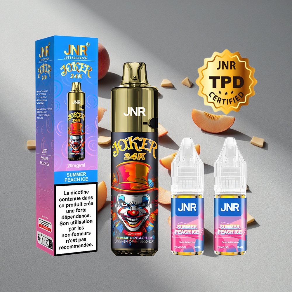 JNR Joker 24K Puffs Brzoskwiniowy Lód Letni Widoczny Poziom Płynu 800mAh Bateria