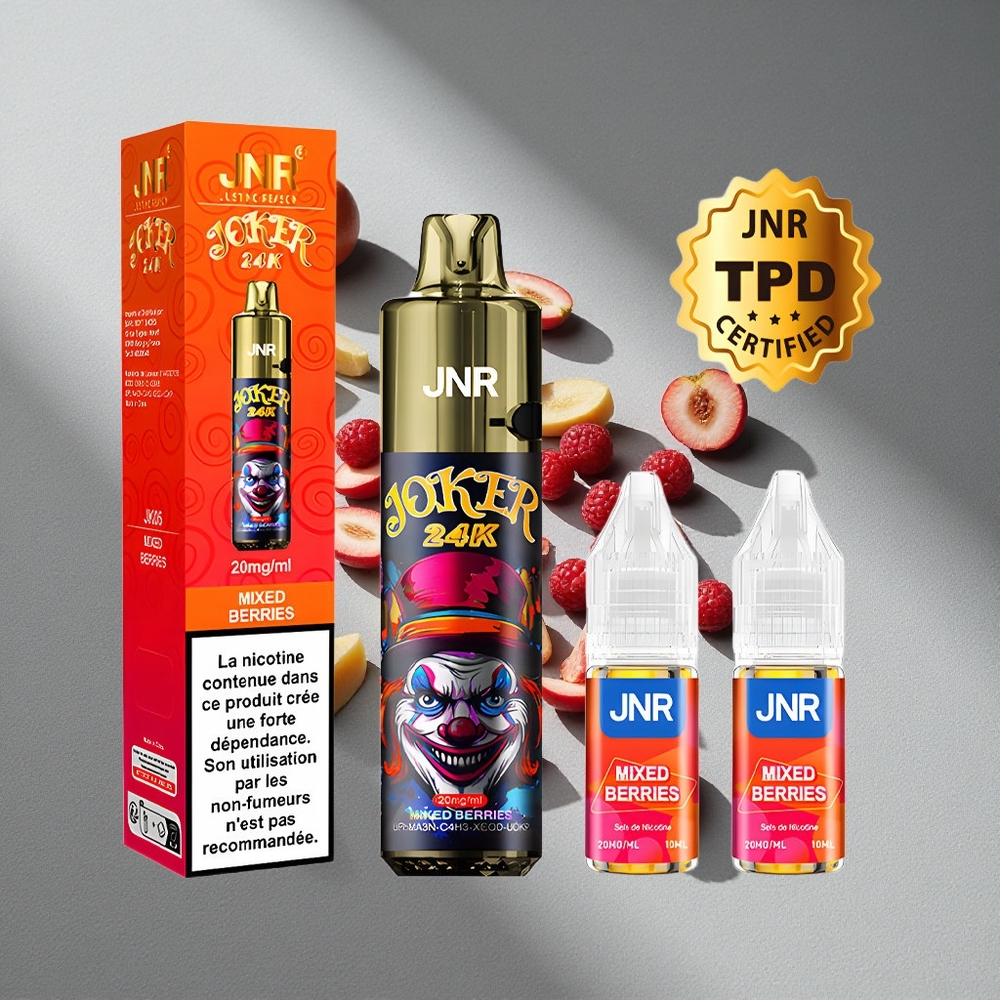 JNR Joker 24K Puffs Mieszane Jagody Widoczny Poziom Płynu 800mAh Bateria