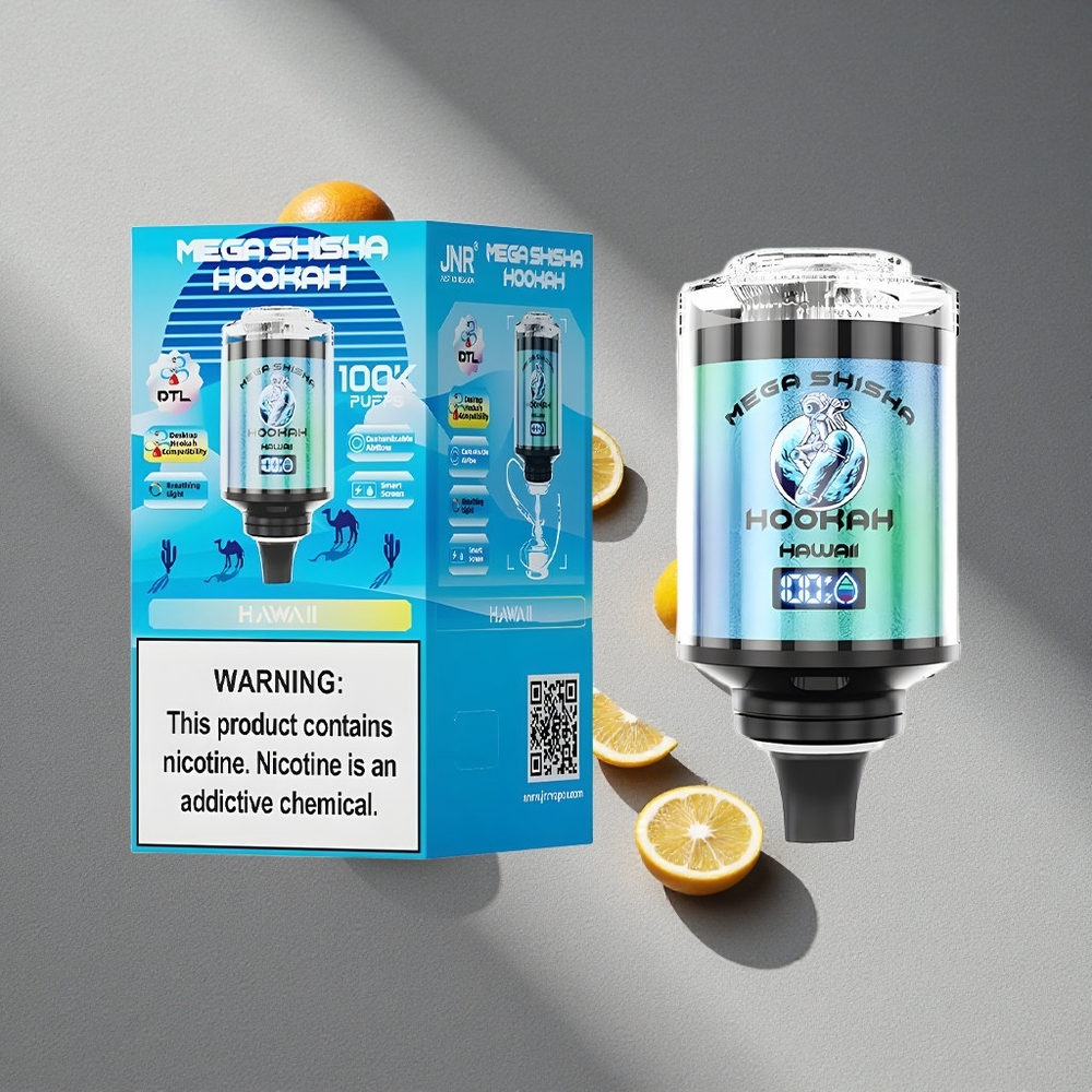 JNR Mega Shisha Hookah 100K Fajki Biurkowy Kompatybilność 100000 Puffs 60ml Pojemność Hawaii