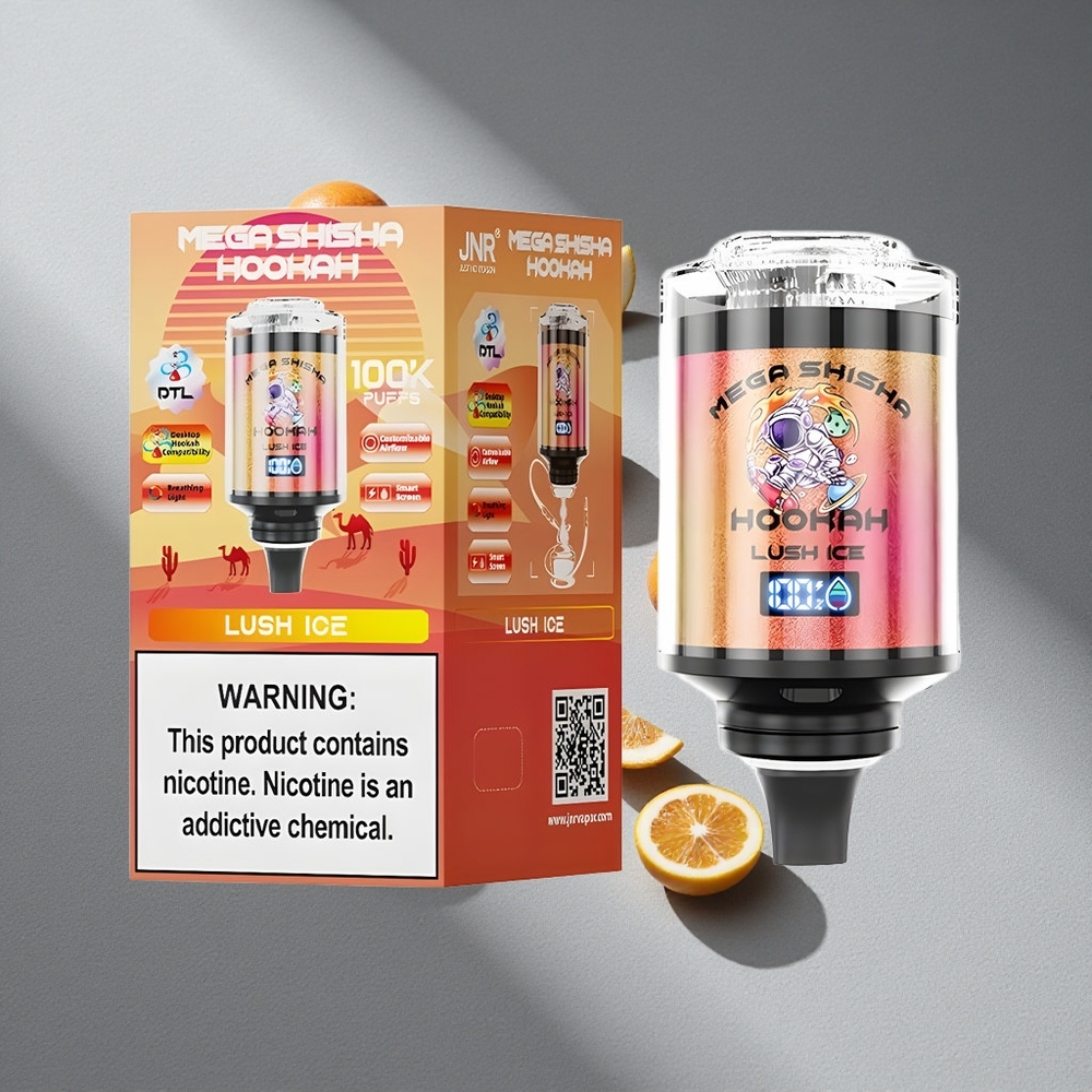 JNR Mega Shisha Hookah 100K Lód Lśniący Kompatybilność z Biurkiem 2200mAh 60ml