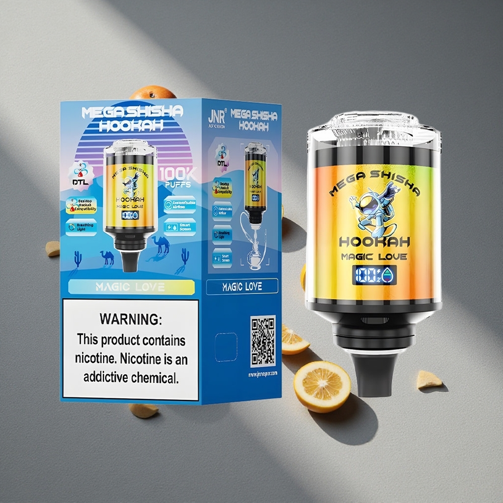 JNR Mega Shisha Hookah 100K Magic Love Biżuteria z Ekranem Interaktywnym i Baterią 2200mAh