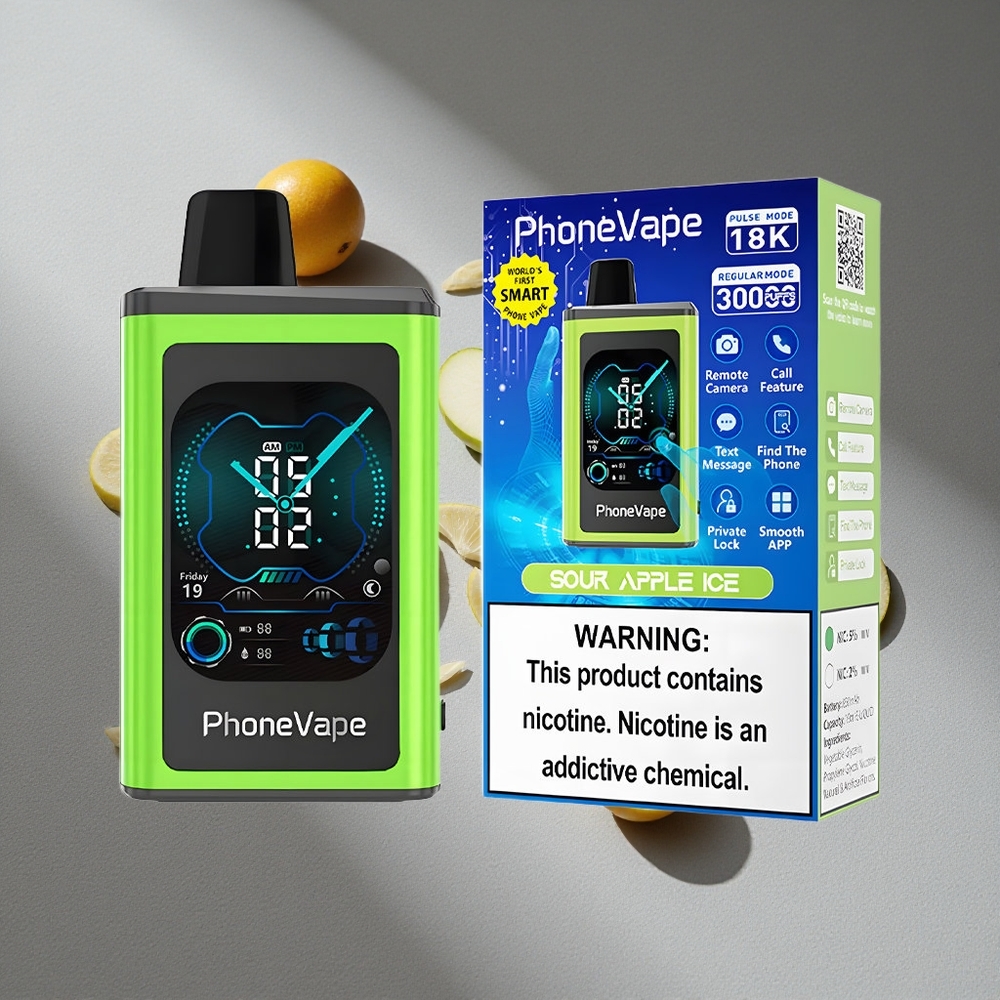 JNR PhoneVape 30000 Puffs Kwaśne Jabłko Lód Typ-C Turbo