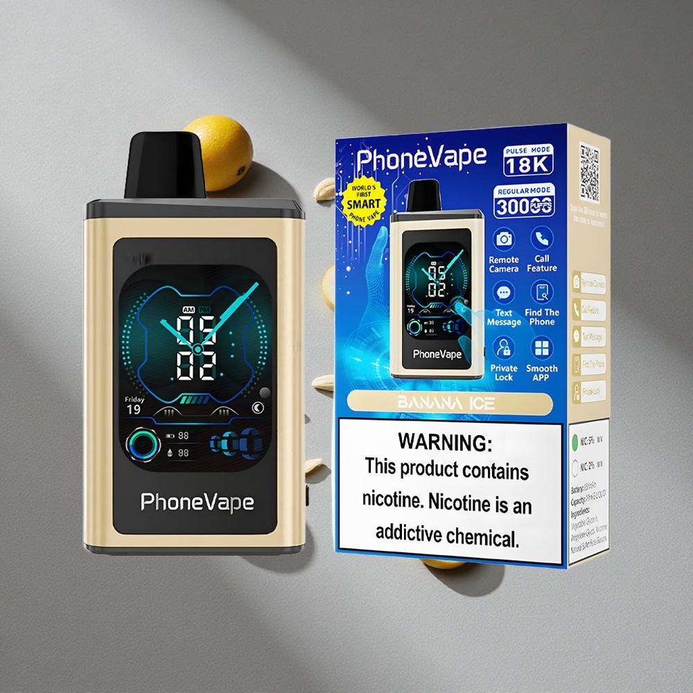 JNR PhoneVape 30000 Puffs Lód Bananowy Bateria 850mAh Ekran Pełny