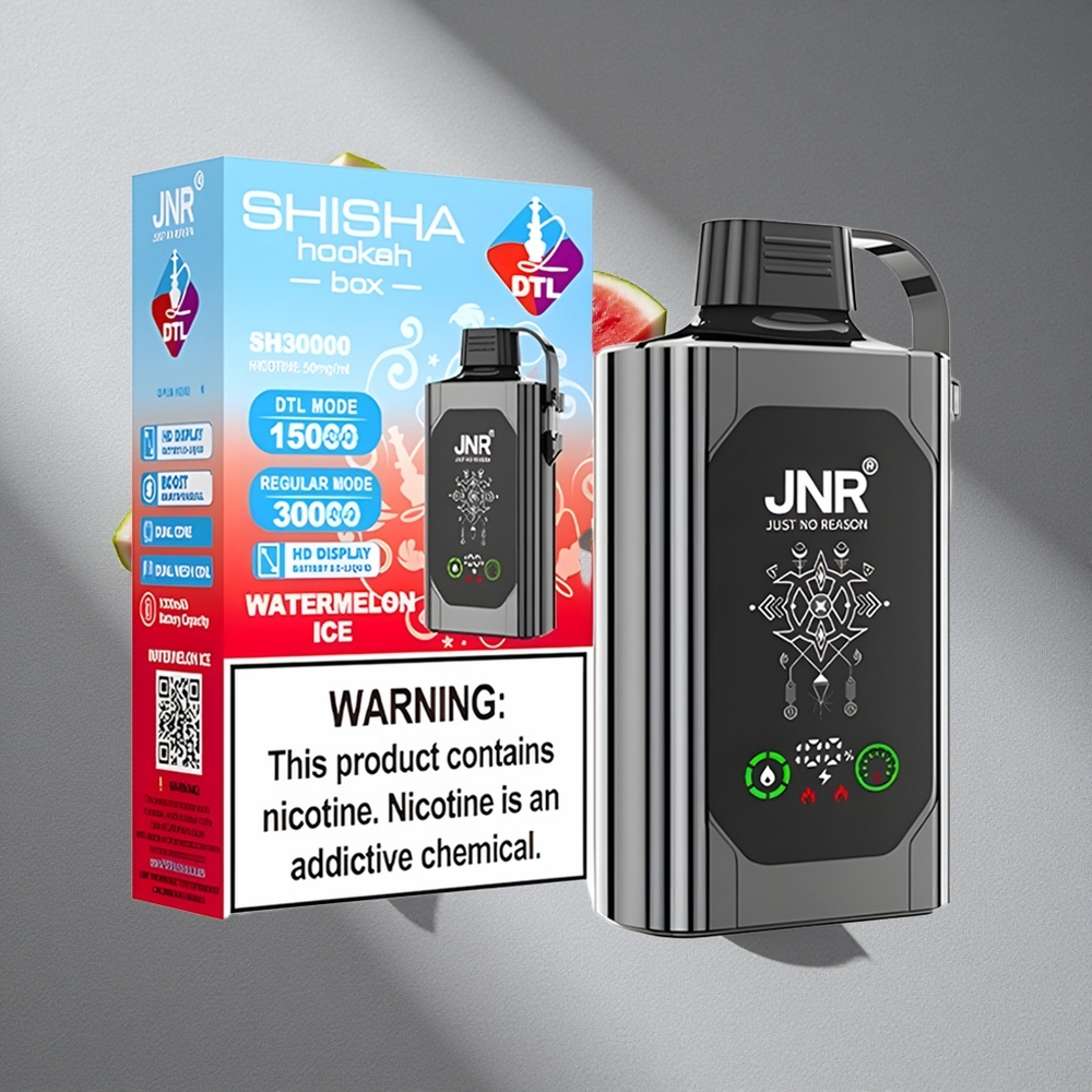 JNR Shisha Hookah Box 20500 Puffs Arbuz Lód Wyświetlacz HD Dual Mesh Coil