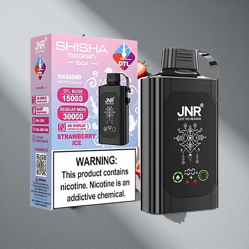 JNR Shisha Hookah Box 20500 Puffs Dual Mesh Coil Truskawkowy Lód Typ-C