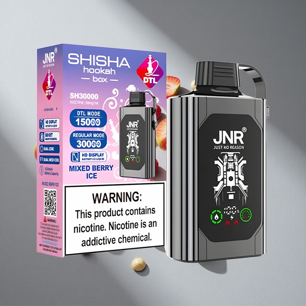 JNR Shisha Hookah Box 20500 Puffs Mieszane Jagody Lód Wyświetlacz HD Akumulator 1000mAh