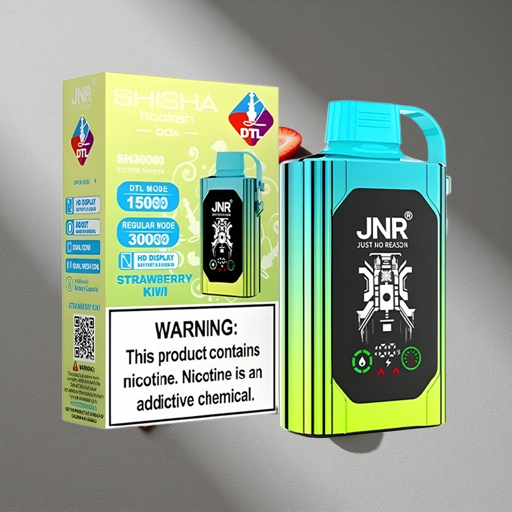 JNR Shisha Hookah Box 20500 Puffs Truskawka Kiwi Dual Mesh Coil & Type-C