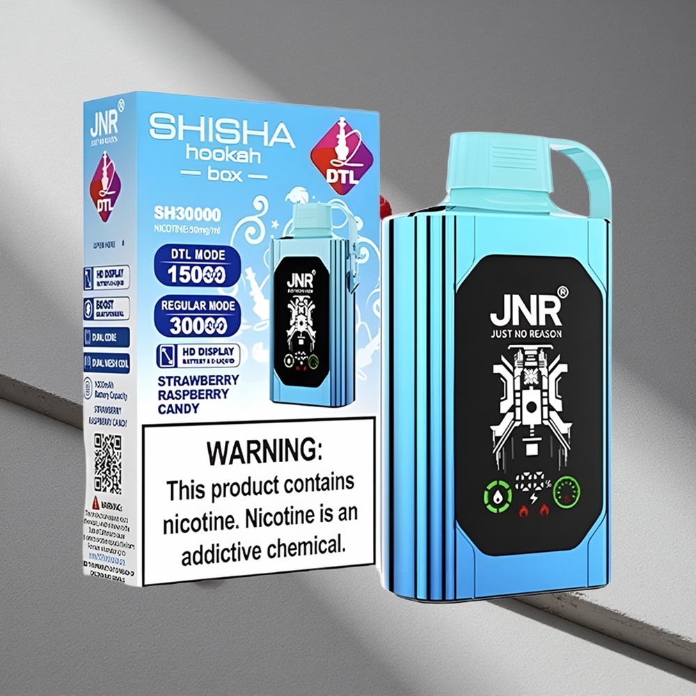 JNR Shisha Hookah Box 20500 Puffs Truskawka Malina Cukierki Dual Mesh Coil Type-C