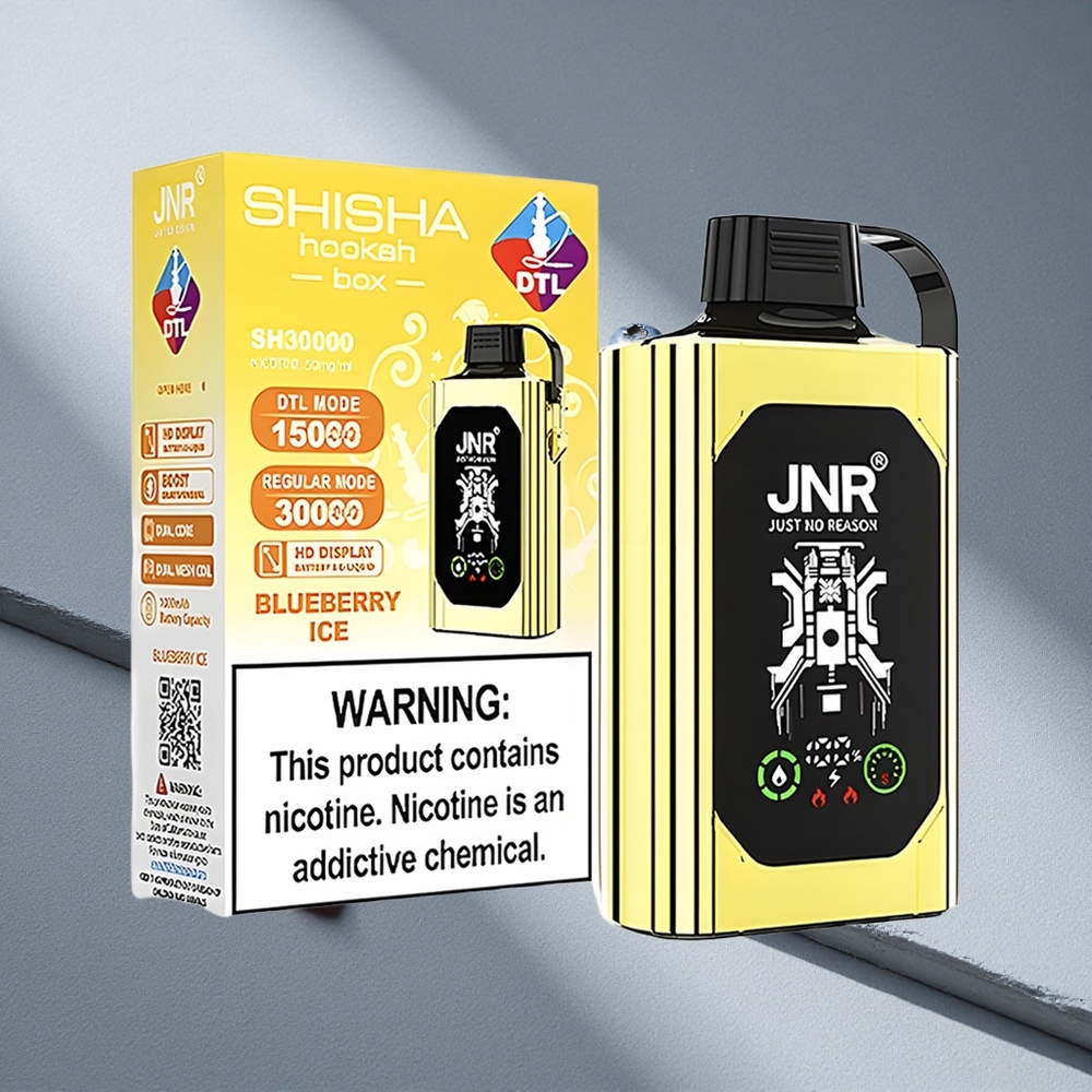 JNR Shisha Hookah Box 20500 Puffs Wyświetlacz HD Lód z Borówką