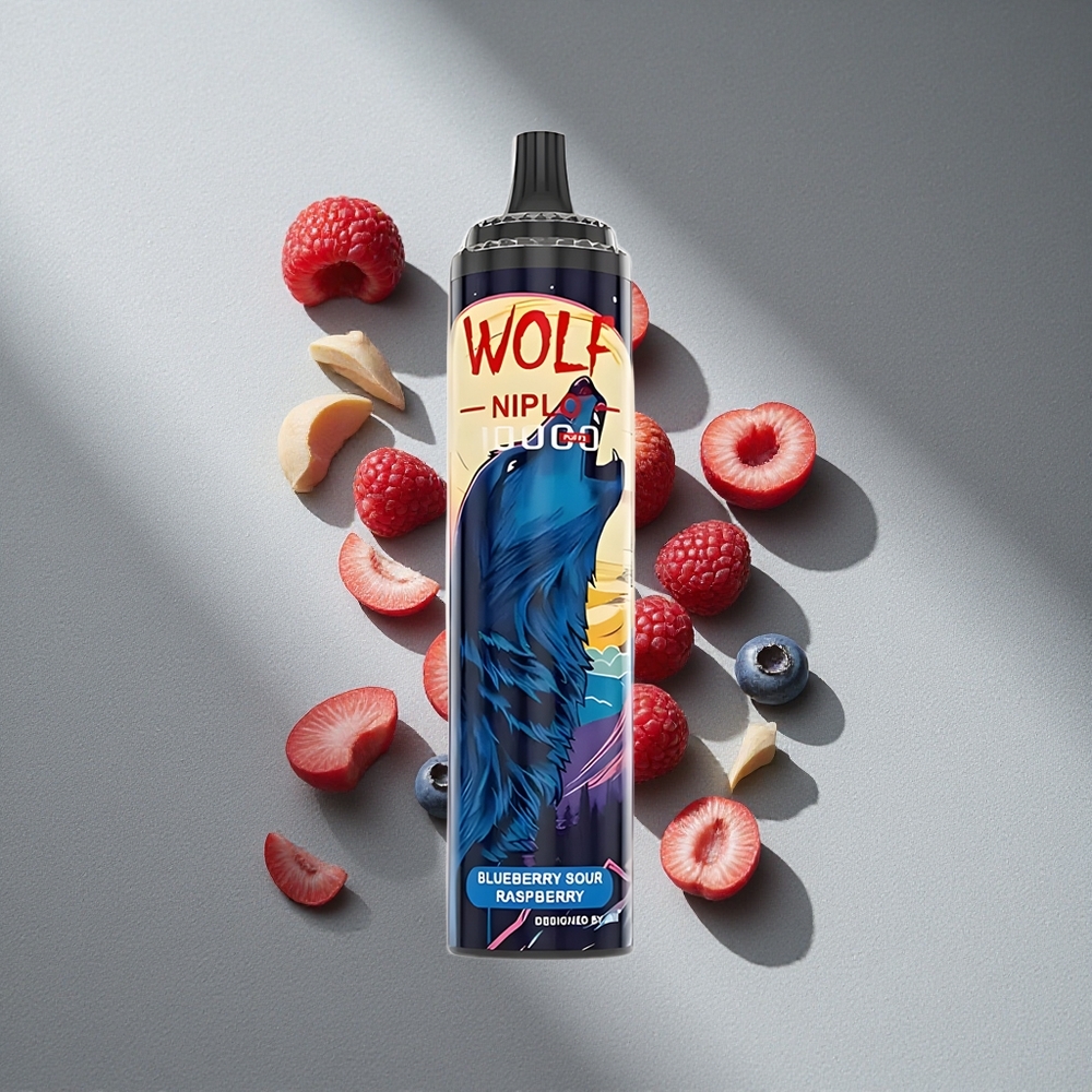 JNR Wolf Niplo 10000 Puffs Jagoda Kwaśna Malina 20ml 650mAh