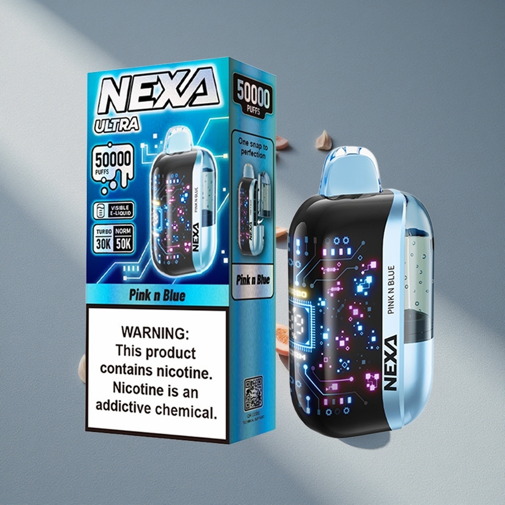 NEXA Ultra 50000 Puffs Różowy i Niebieski z Wyświetlaczem 3D i Baterią 800mAh