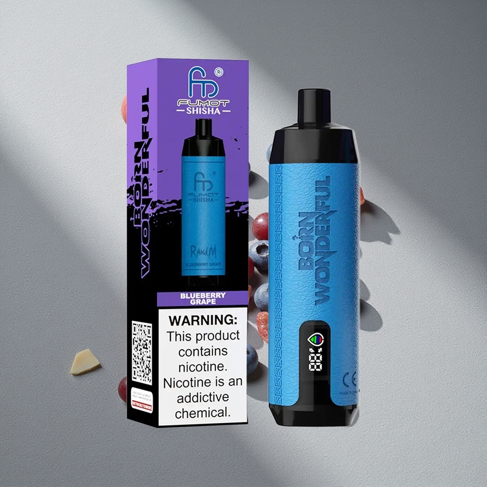RandM Fumot Shisha 10000 Puffs Borówka Winogrono LED Wskaźnik