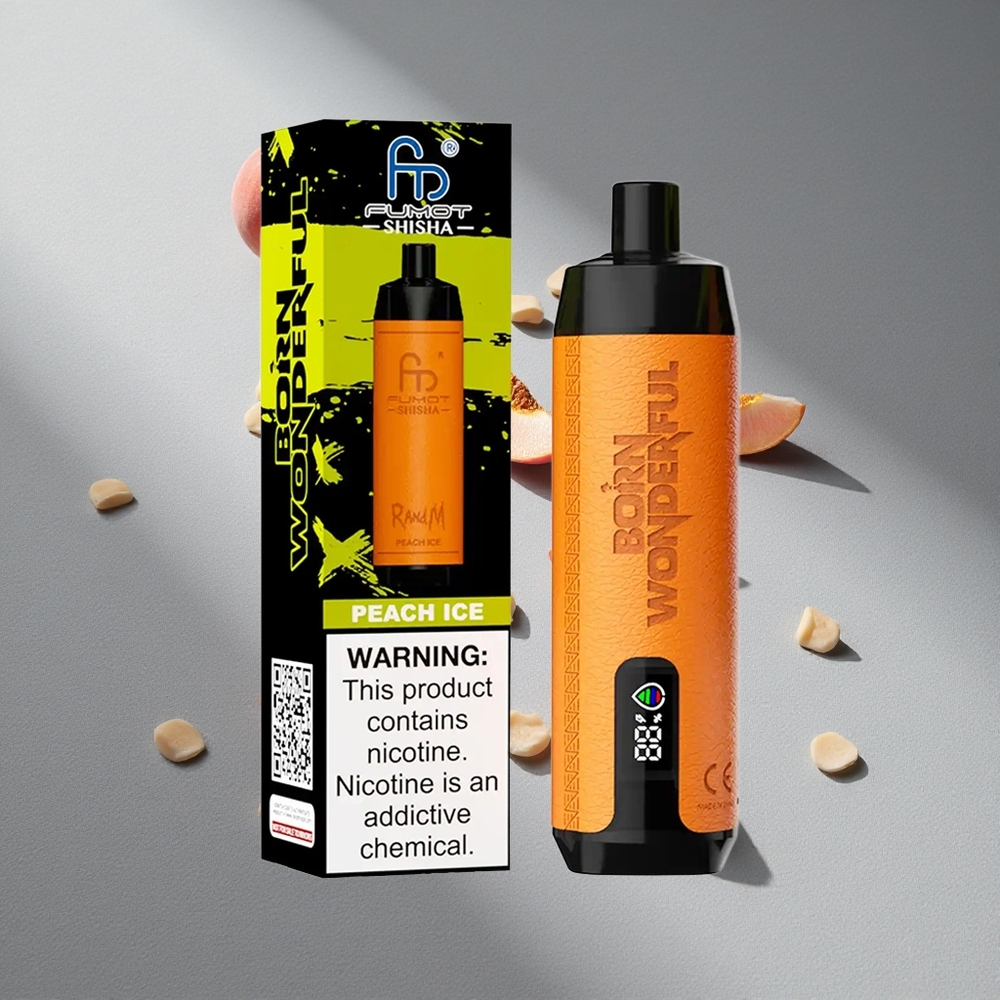 RandM Fumot Shisha 10000 Puffs Brzoskwiniowy Lód LED Typ-C