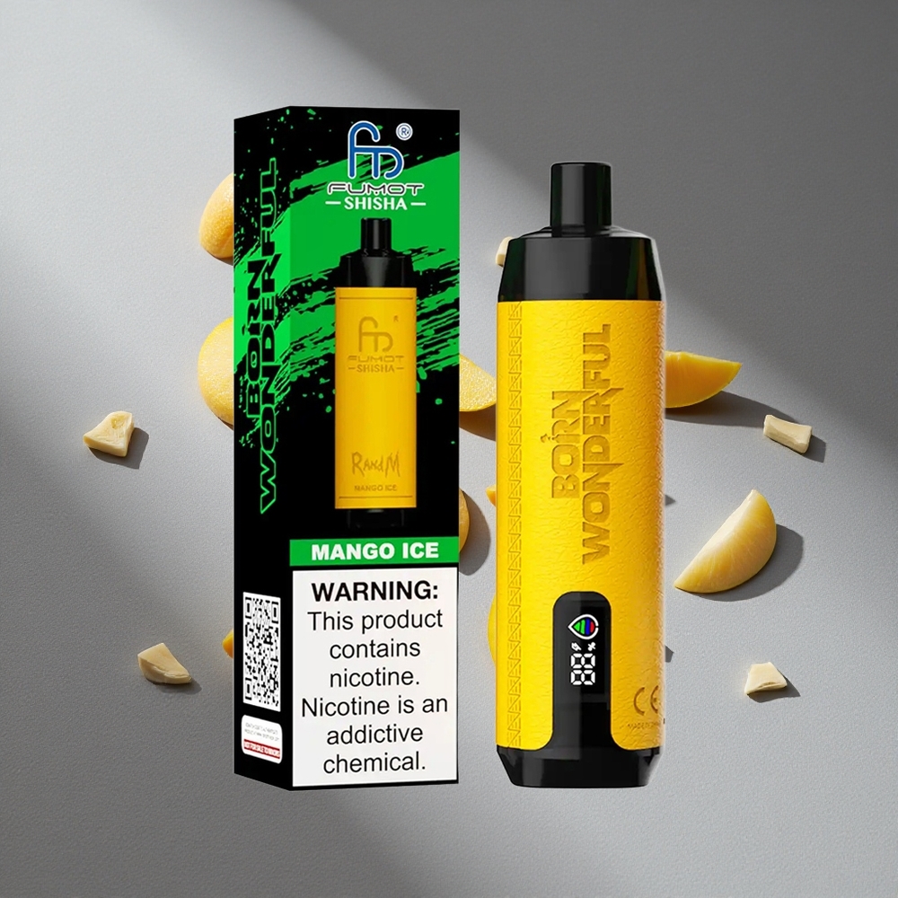 RandM Fumot Shisha 10000 Puffs Mango Lód Wskaźnik LED Typ-C