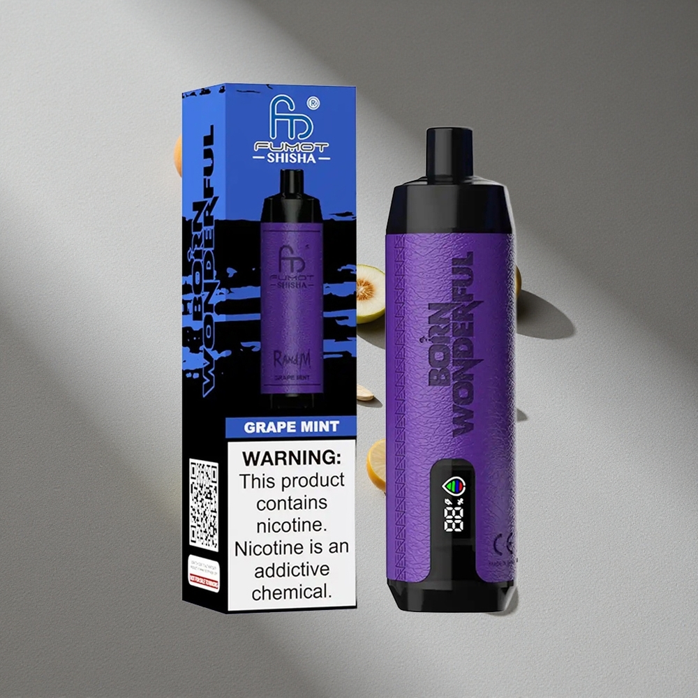 RandM Fumot Shisha 10000 Puffs Winogrono Mięta LED 0.6ohm