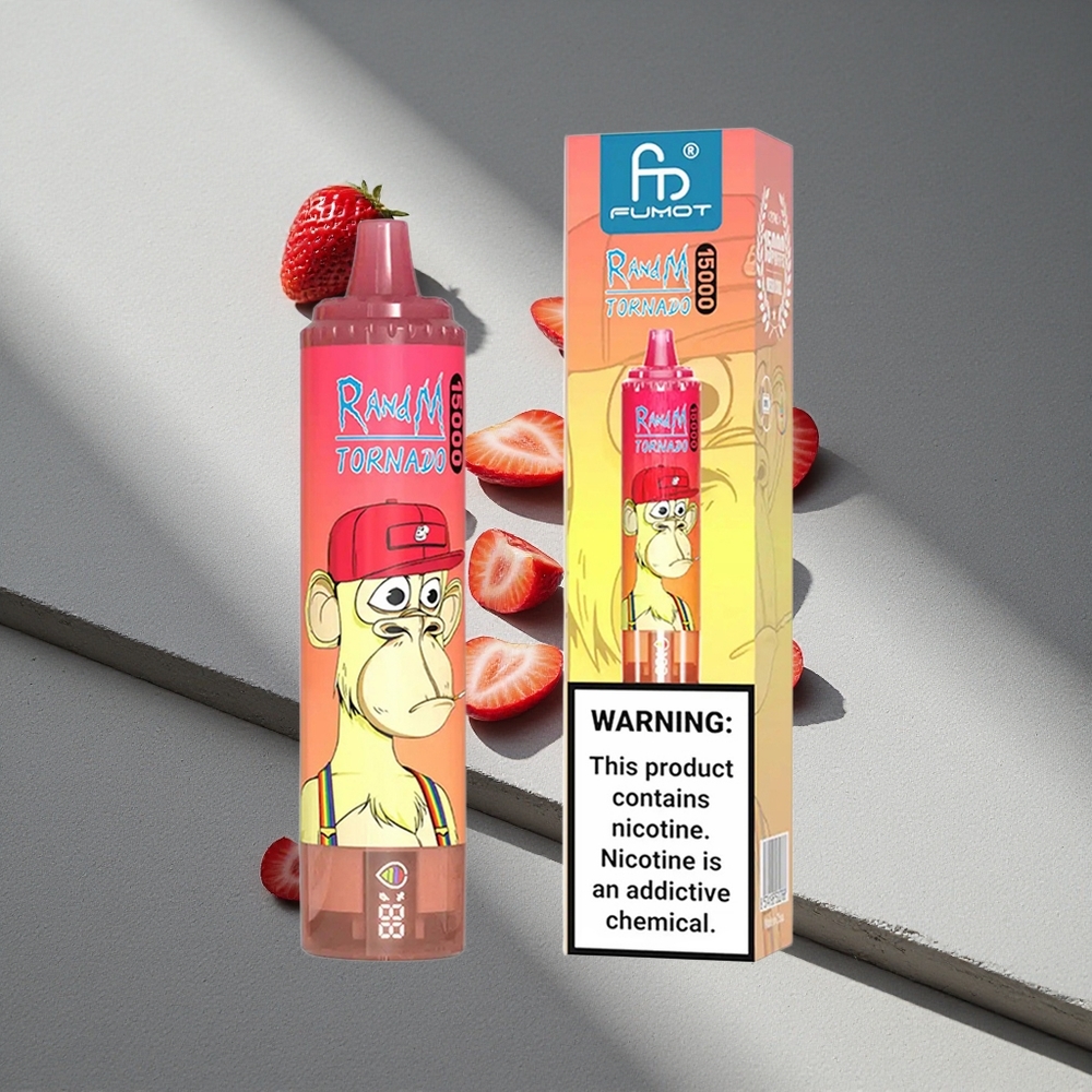RandM Fumot Tornado 15000 Puffs 25ml Czerwony Byk Truskawka