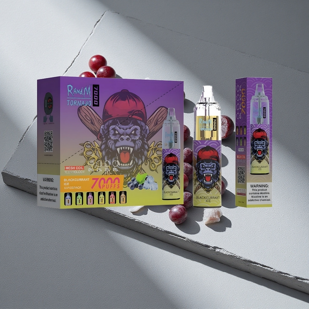 RandM Fumot Tornado 7000 Puffs Czarna Porzeczka Lód Typ-C RGB
