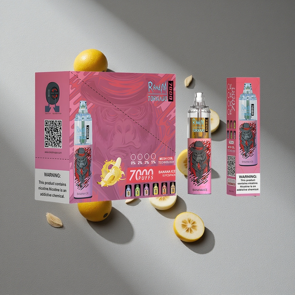 RandM Fumot Tornado 7000 Puffs Lód Bananowy Typ-C Światło RGB