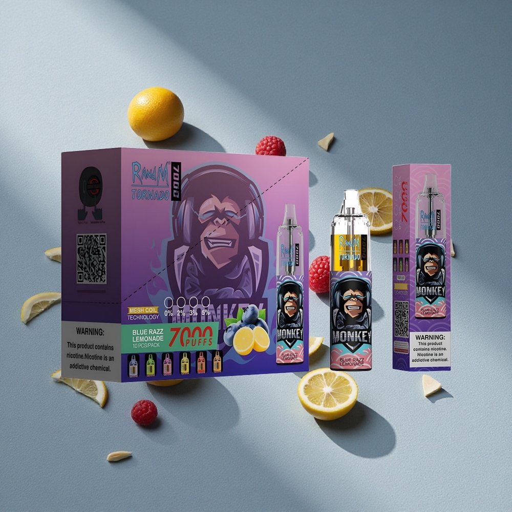 RandM Fumot Tornado 7000 Puffs Niebieska Lemoniada Malinowa Port Typ-C