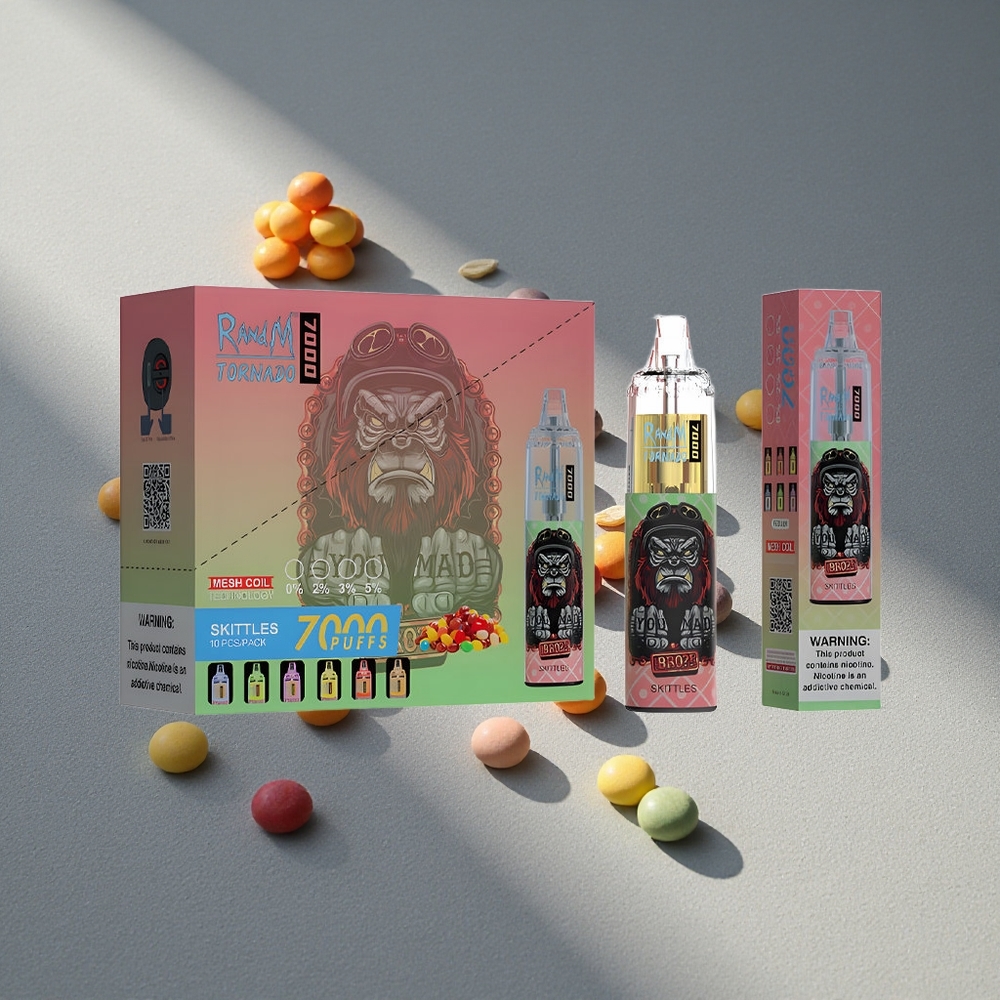 RandM Fumot Tornado 7000 Puffs Skittles RGB i Typ-C