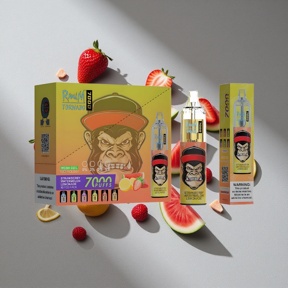 RandM Fumot Tornado 7000 Puffs Truskawka Arbuz Lemonada Typ-C RGB