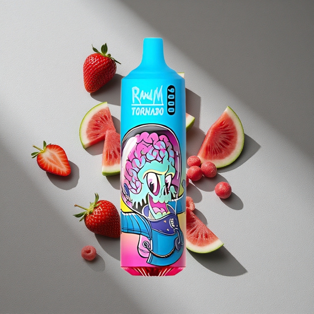 RandM Fumot Tornado 9000 Puffs 18 mL Mango Truskawka RGB Wyświetlacz