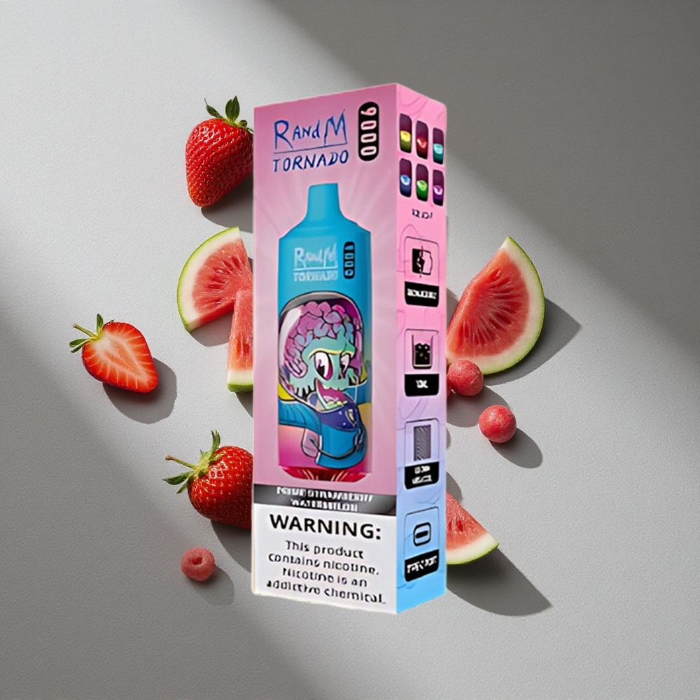 RandM Fumot Tornado 9000 Puffs 18 mL Mango Truskawka RGB Wyświetlacz