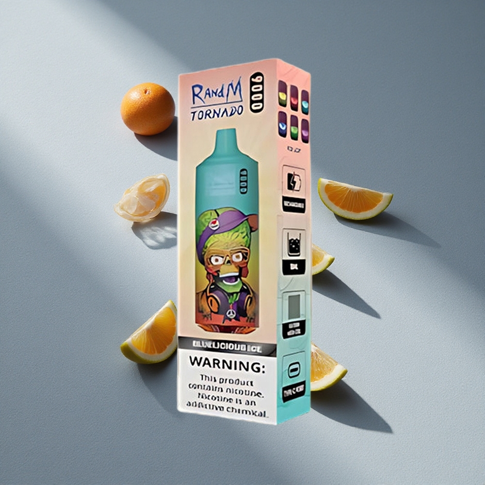 RandM Fumot Tornado 9000 Puffs Bluż Lodowy z Wyświetlaczem RGB i Pojemnością 18 mL
