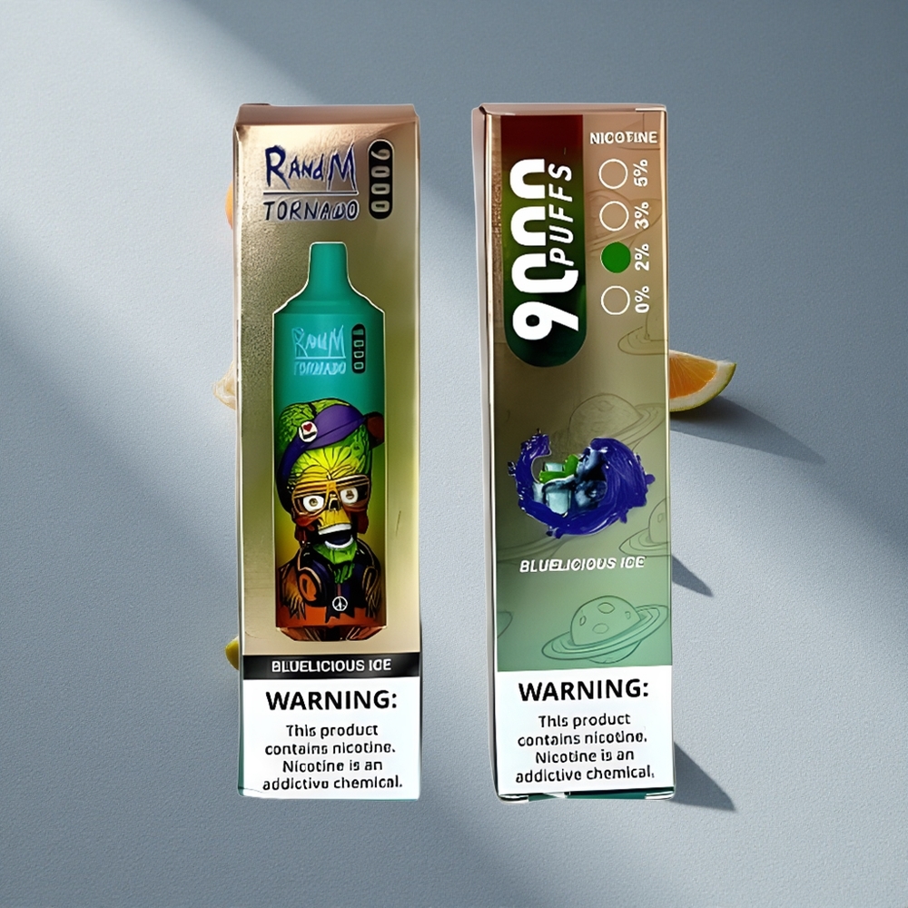 RandM Fumot Tornado 9000 Puffs Bluż Lodowy z Wyświetlaczem RGB i Pojemnością 18 mL