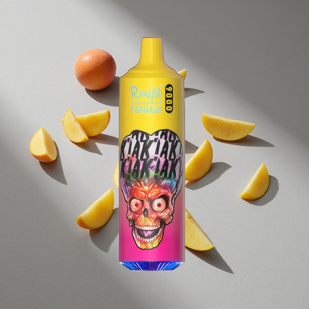 RandM Fumot Tornado 9000 Puffs Brzoskwiniowy Mango Ananas z Wyświetlaczem RGB i Mesh Coil