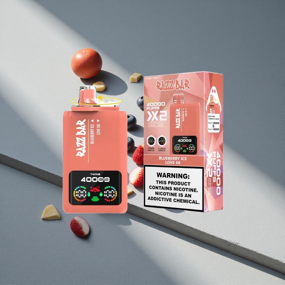 Razz Bar 40000 Puffs Borówka Lód Wyświetlacz Mocy Typ-C