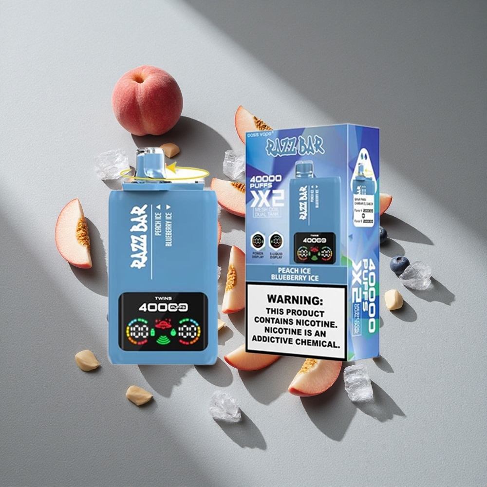 Razz Bar 40000 Puffs Brzoskwiniowy Lód_Borówkowy Lód Wyświetlacz Mocy Typ-C