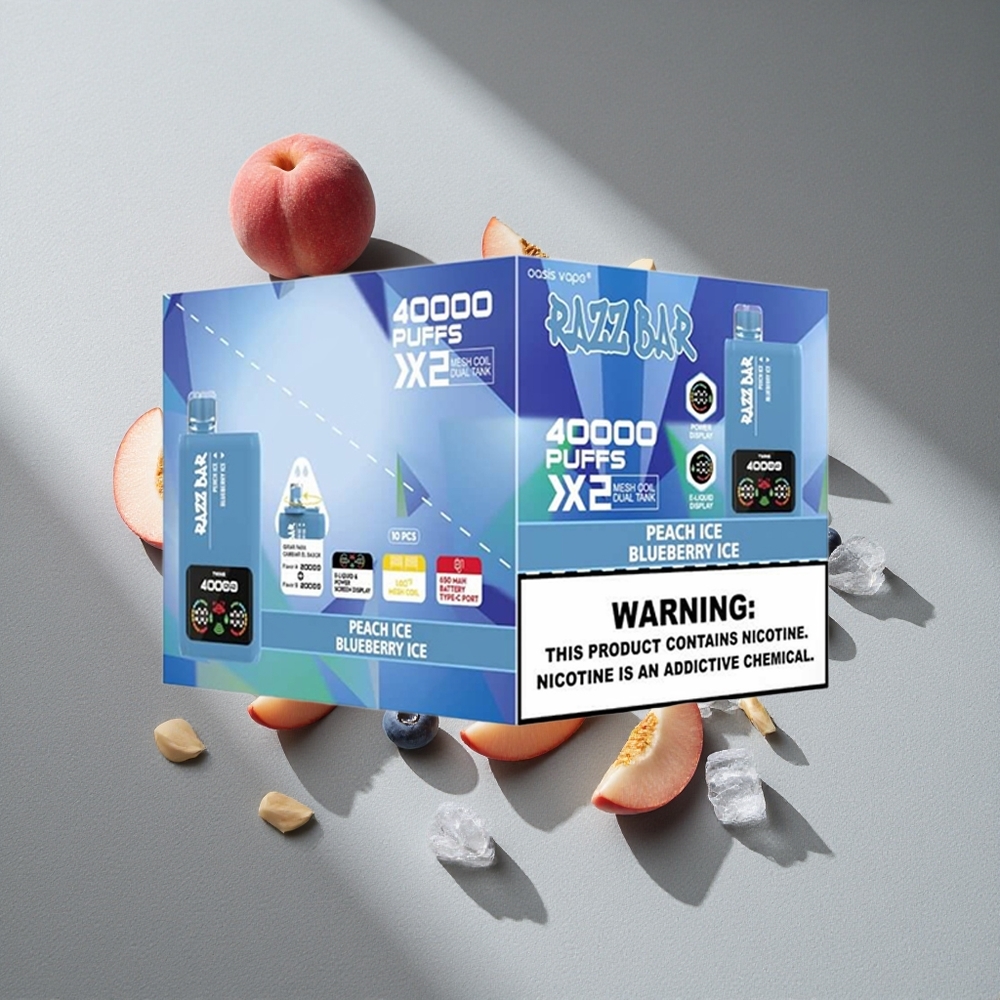 Razz Bar 40000 Puffs Brzoskwiniowy Lód_Borówkowy Lód Wyświetlacz Mocy Typ-C