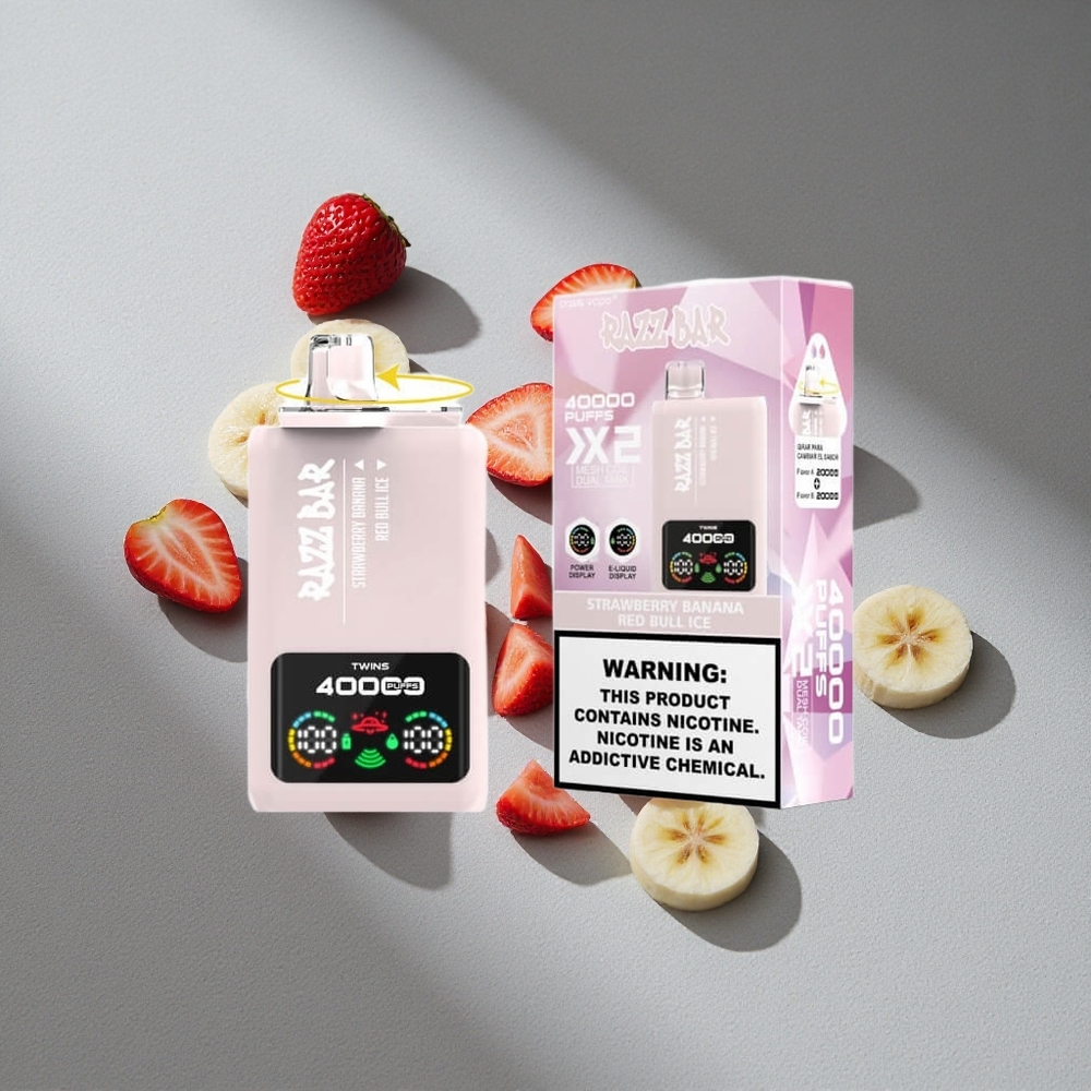 Razz Bar 40000 Puffs Truskawka Banan_Czerwony Byk Lód Wyświetlacz Mocy Typ-C