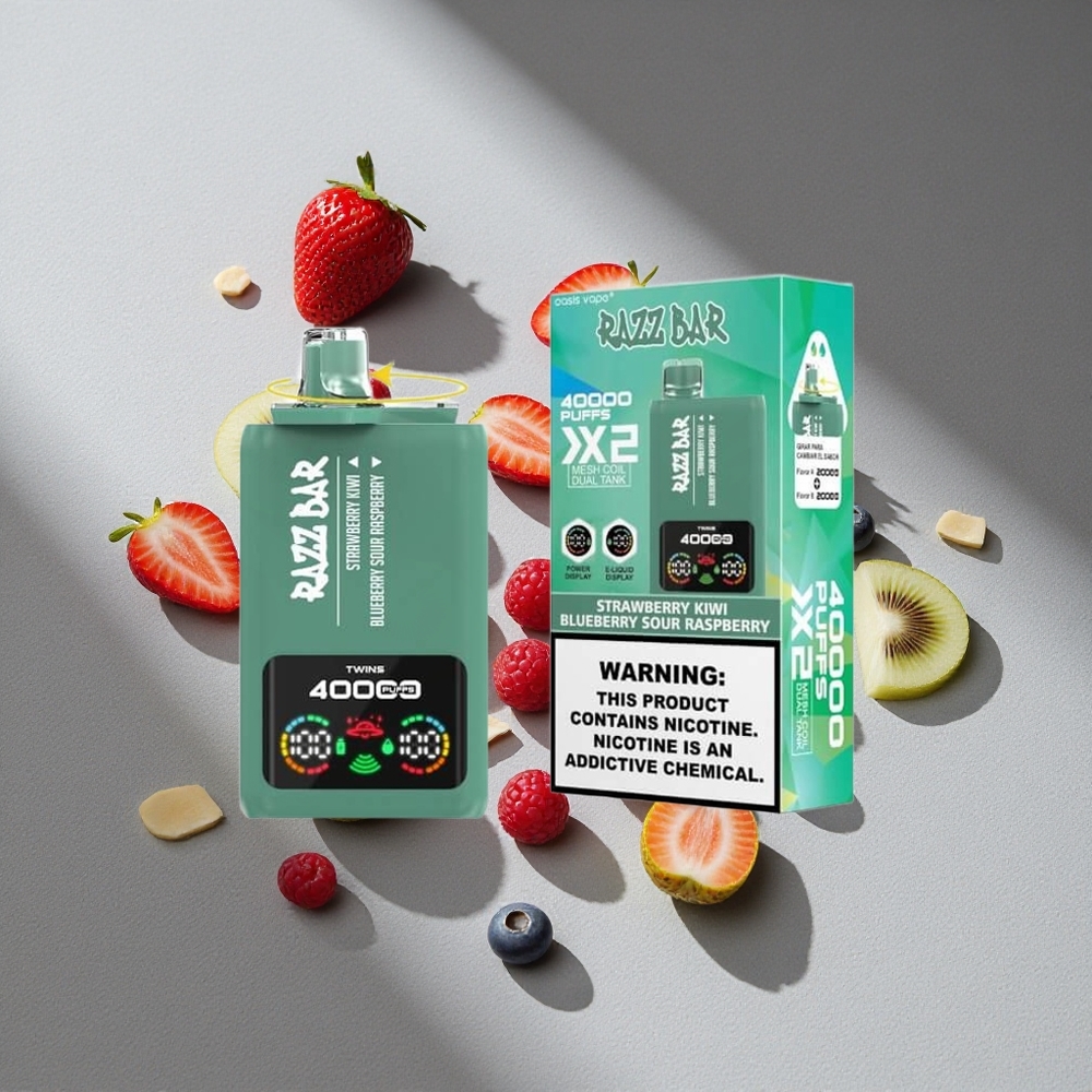 Razz Bar 40000 Puffs Truskawka Kiwi_Borówka Kwaśna Malina Wyświetlacz Mocy Typ-C