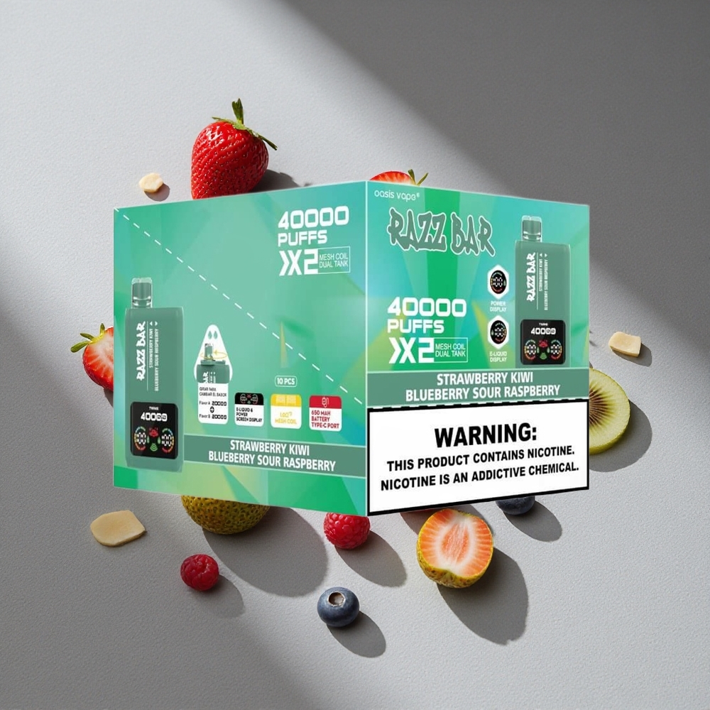 Razz Bar 40000 Puffs Truskawka Kiwi_Borówka Kwaśna Malina Wyświetlacz Mocy Typ-C