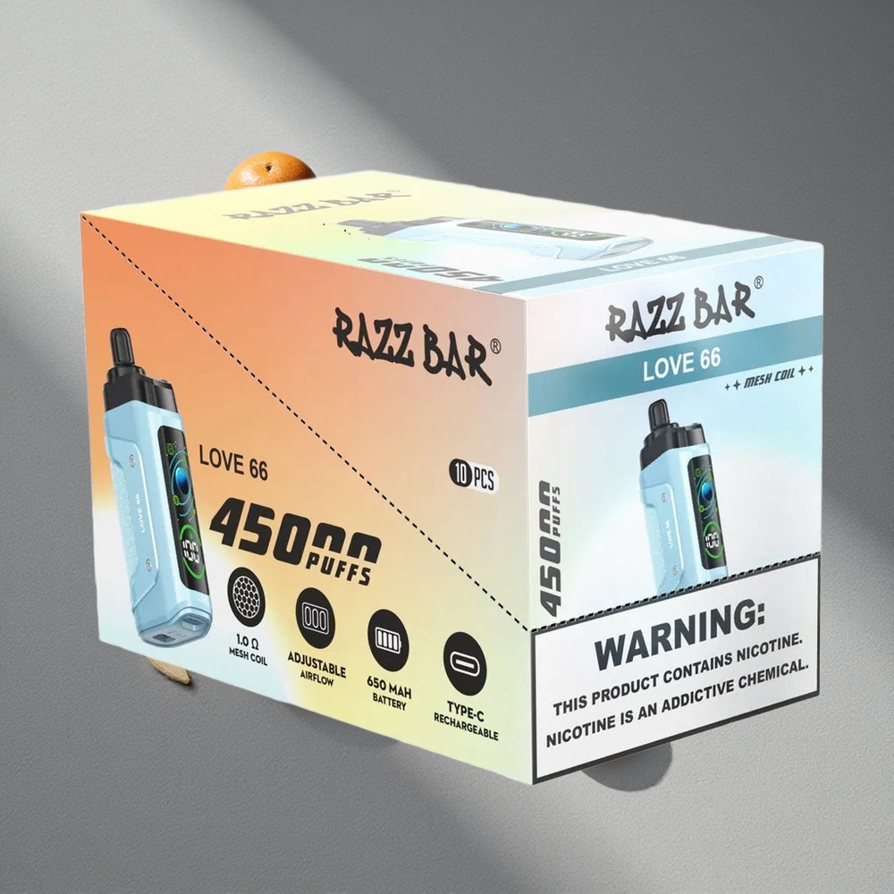 Razz Bar 45000 Puffs Love 66 Malinowy Przepływ Powietrza i Akumulator 650mAh
