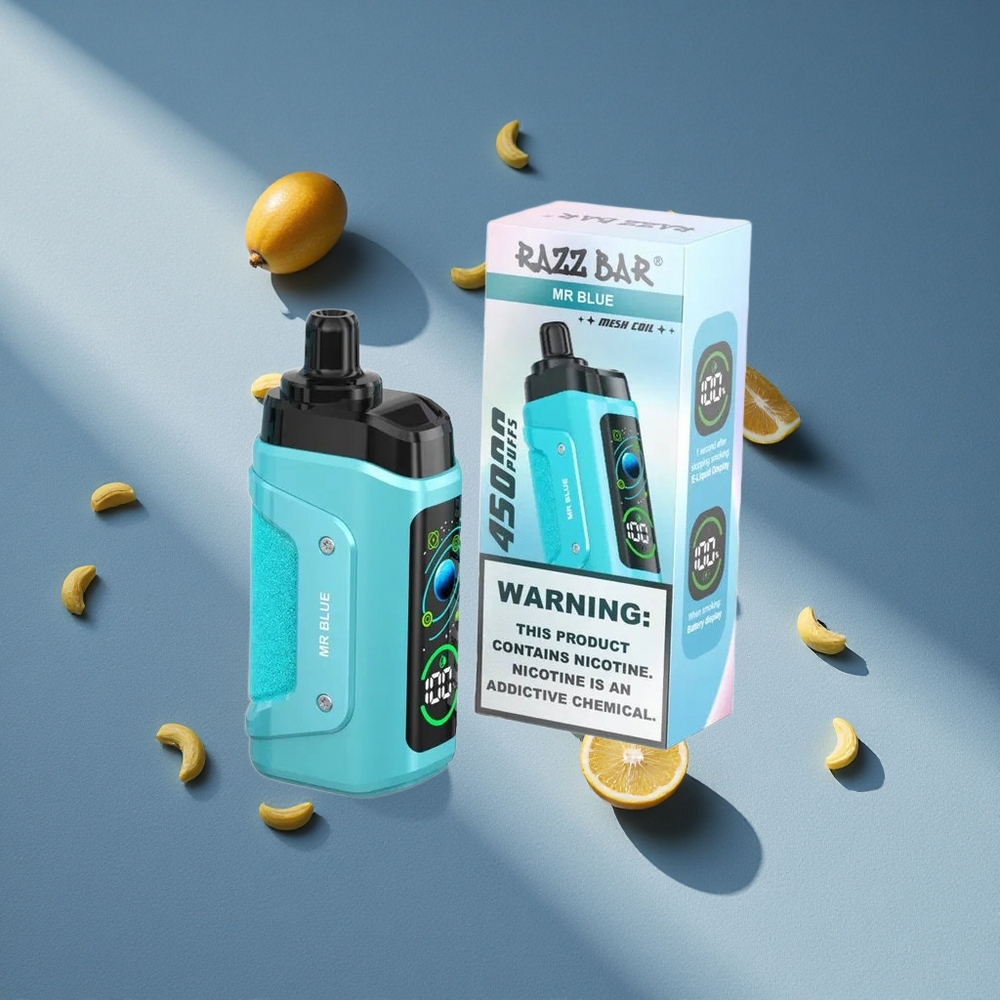 Razz Bar 45000 Puffs Mr Blue z Obrotowym Przepływem Powietrza i Typem-C