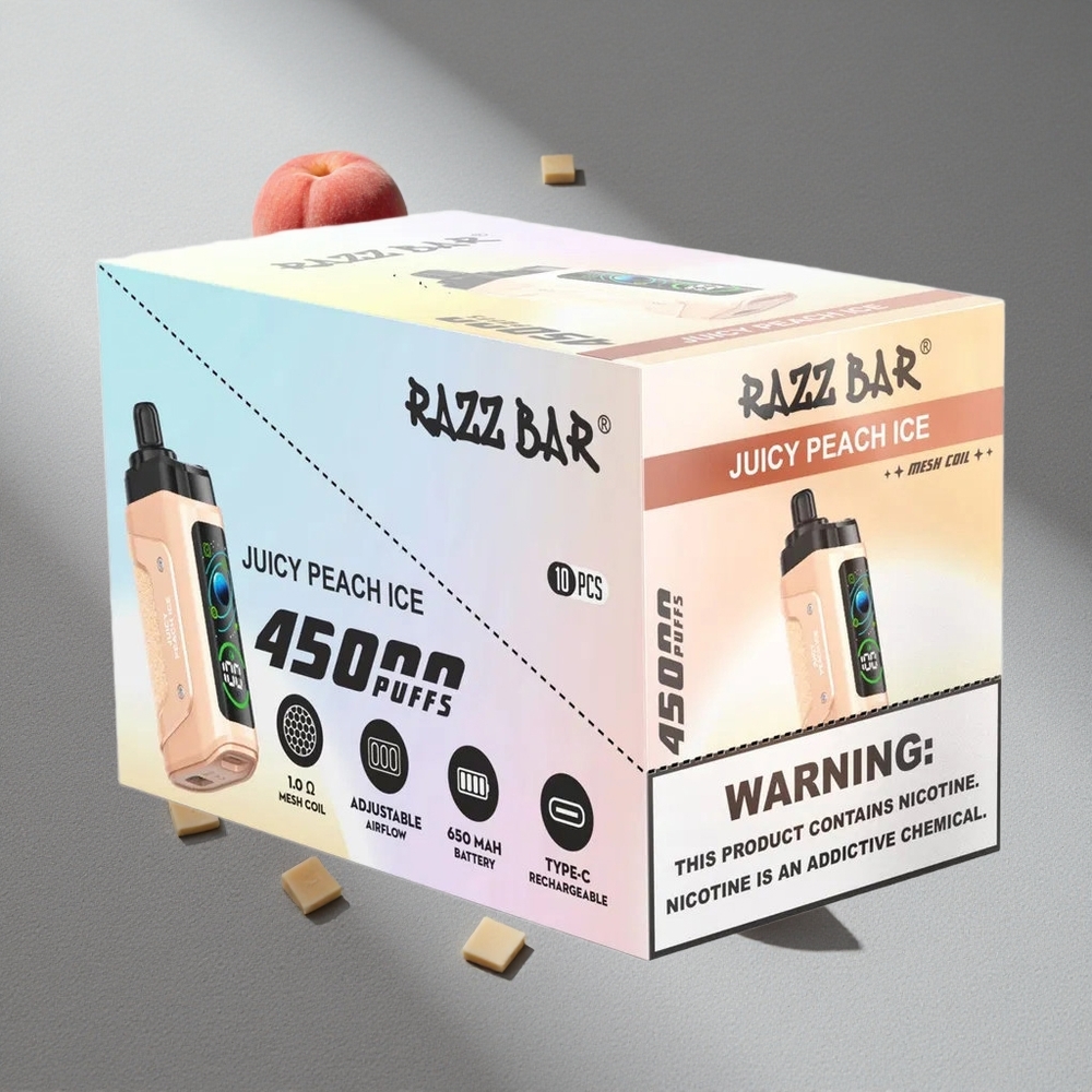 Razz Bar 45000 Puffs Soczysta Brzoskwinia Lód z Regulacją Powietrza i Typem-C