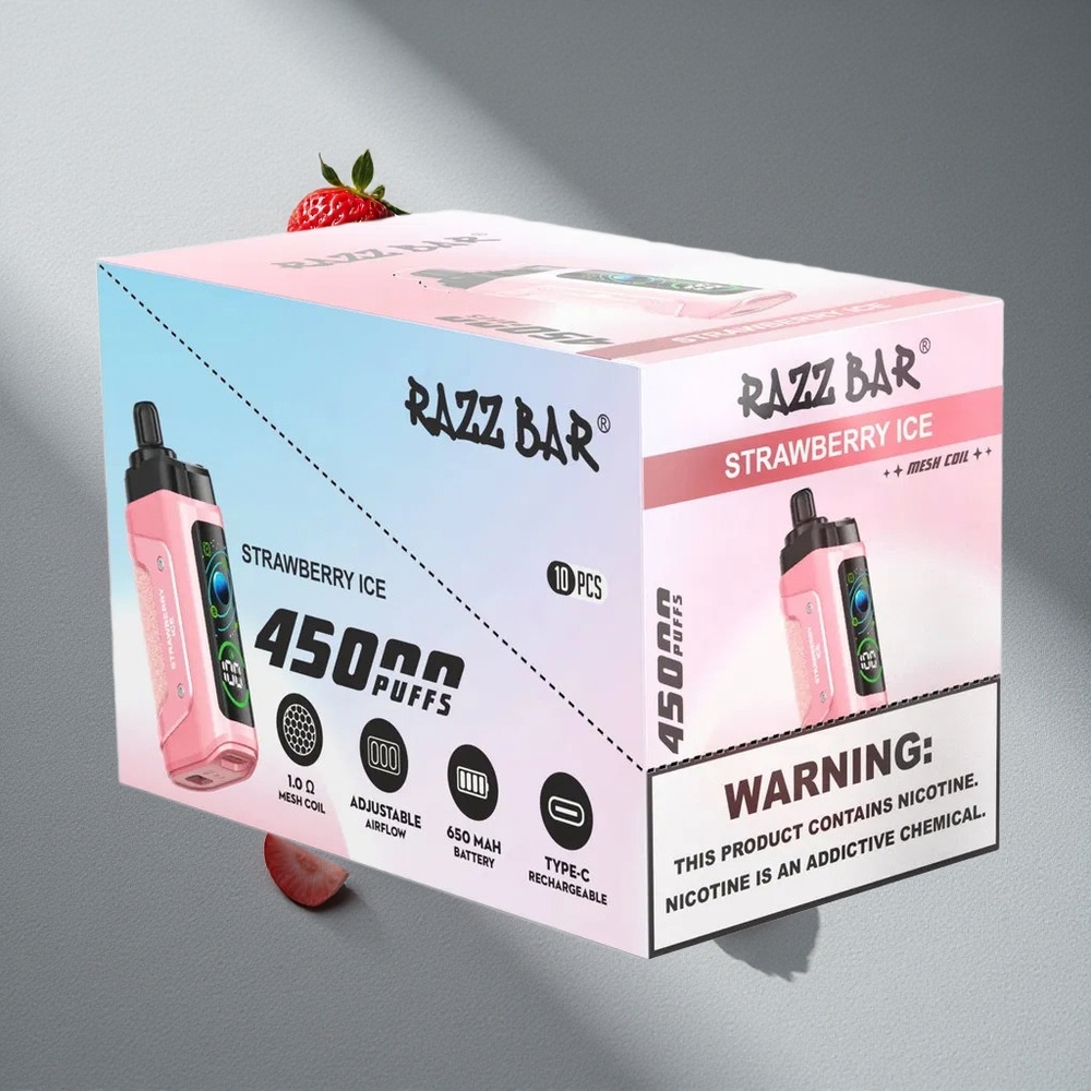 Razz Bar 45000 Puffs Truskawkowo-Lodowa z 20 mg/ml Nikotyny i 1.0 Ohm Mesh Coil