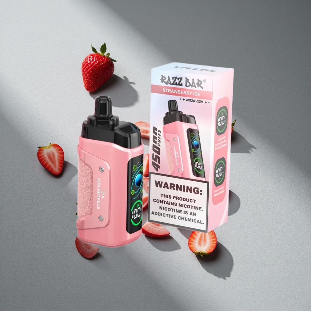 Razz Bar 45000 Puffs Truskawkowo-Lodowa z 20 mg/ml Nikotyny i 1.0 Ohm Mesh Coil