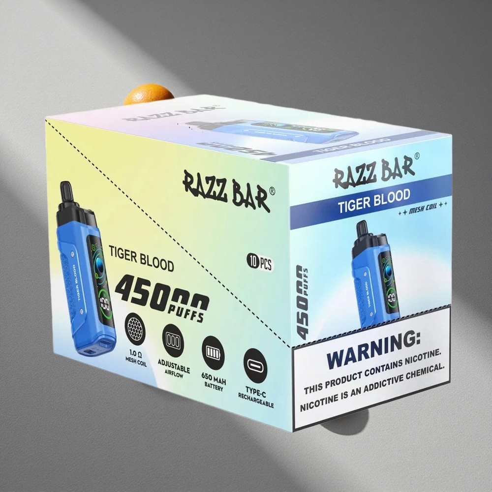 Razz Bar 45000 Puffs Tygr Krew z Przełączanym Przepływem Powietrza i Ładowaniem Type-C