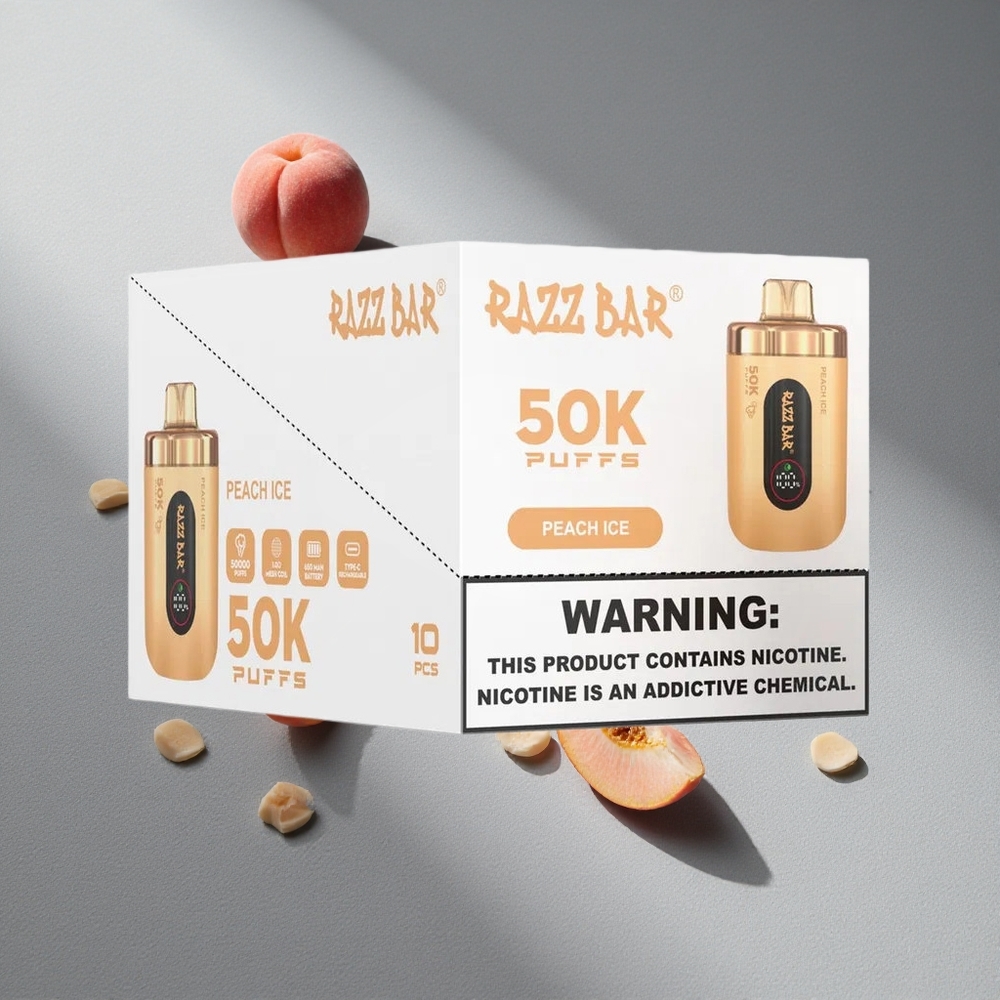 Razz Bar 50K Puffs Brzoskwiniowy Lód 1.0 Ohm Mesh 650 mAh