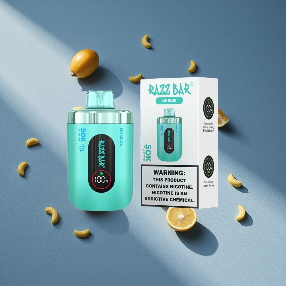 Razz Bar 50K Puffs Jednorazowy E-papieros Mr Niebieski 1.0 Ohm Mesh 650 mAh